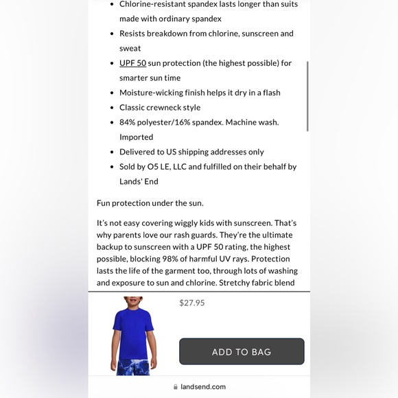 Lands’ End Rashguard size M (8)- like new - Picture 2 of 4